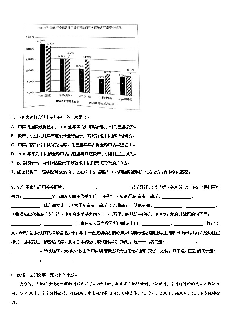 2022届四川省蓬安县重点达标名校中考语文适应性模拟试题含解析03