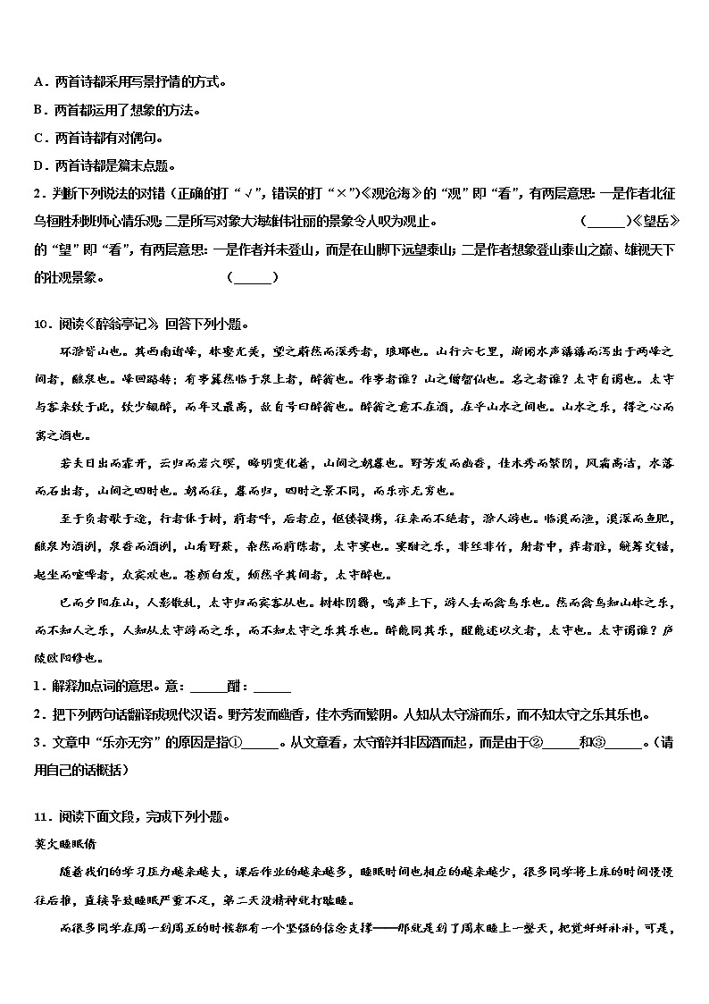 2022年安徽省桐城市黄岗市级名校中考语文最后一模试卷含解析03