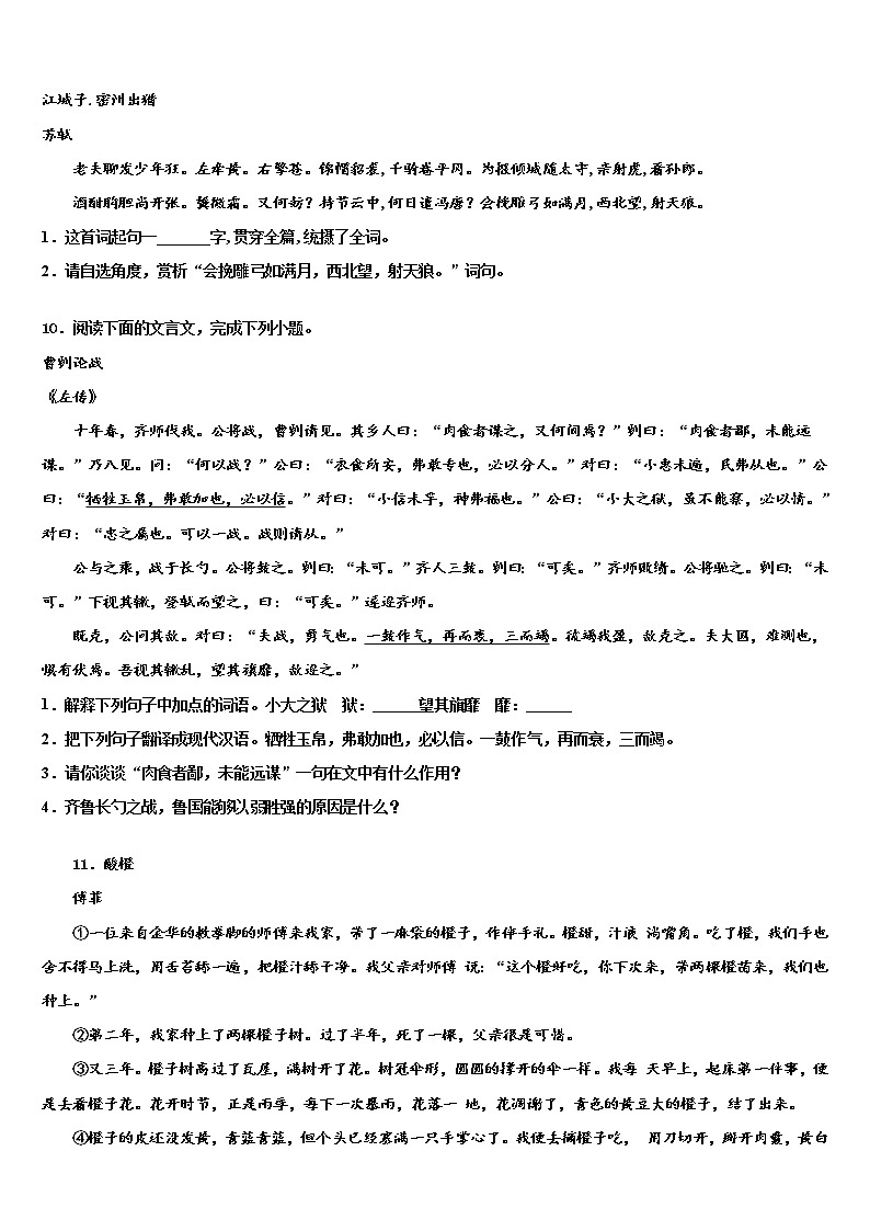 2022年湖南省武冈市市级名校中考联考语文试卷含解析03