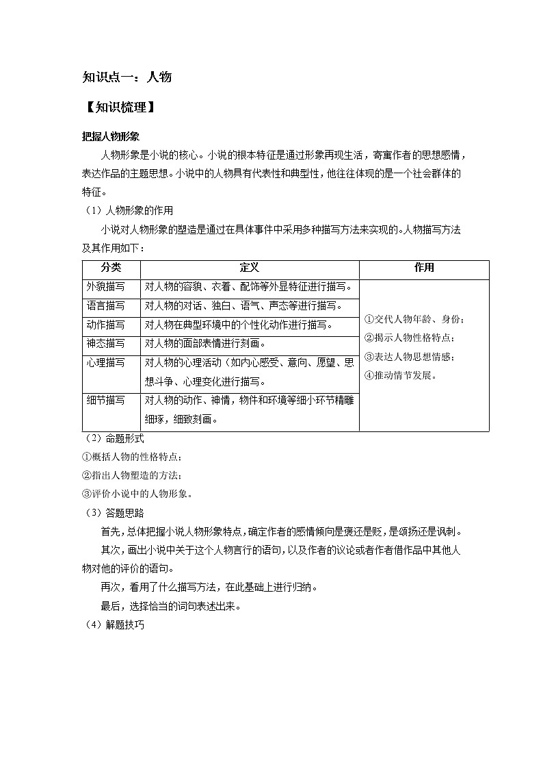 2022年江苏省苏州市中考二轮专题复习：小说三要素之人物类题型解析第1页