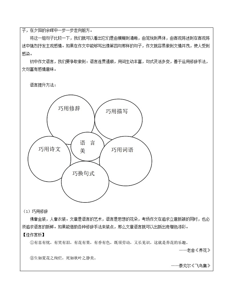 作文语言锤炼+2022年中考语文二轮复习第3页