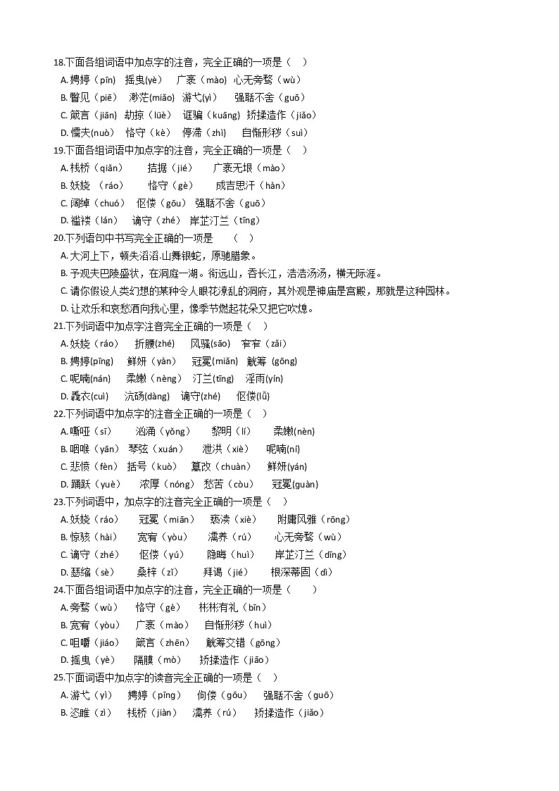 中考语文二轮专题字音字形专项练习（含答案）第3页