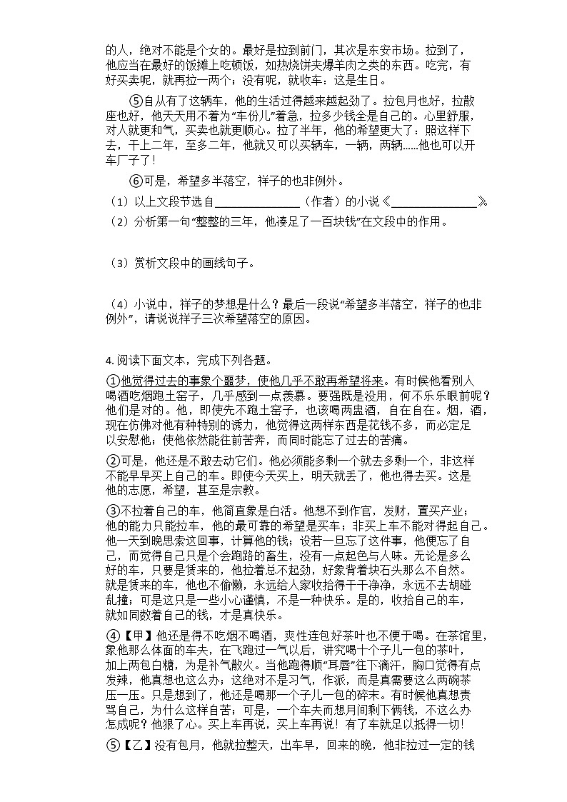 2021中考语文二轮复习名著导读专题训练：《骆驼祥子》第2页
