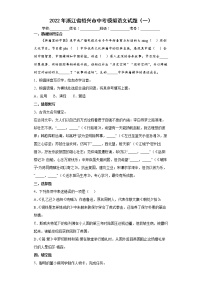2022年浙江省绍兴市中考模拟语文试题（一）(word版含答案)
