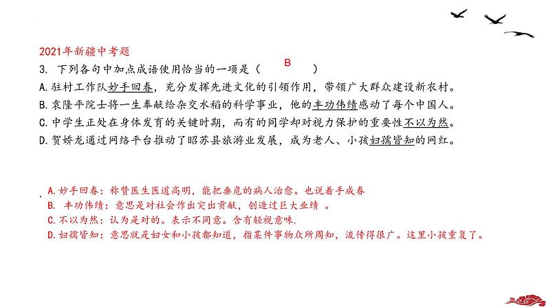 2022年中考语文二轮专题复习：正确使用词语、成语（共32张PPT）08