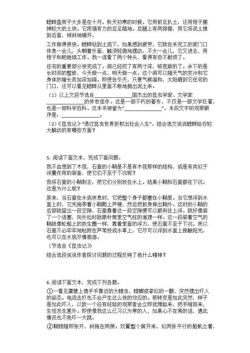 2021中考语文总复习名著导读专题练习_《昆虫记》第2页