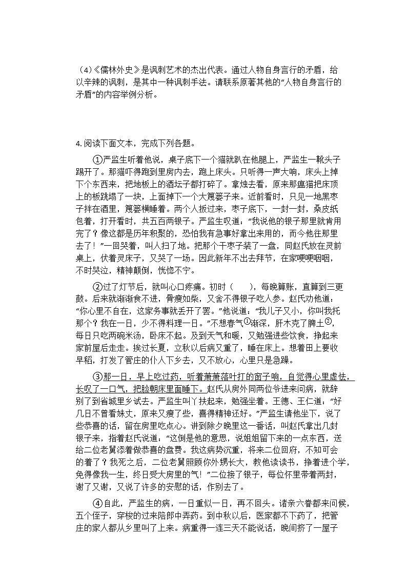 2021年中考语文一轮复习专题练习：名著导读《儒林外史》第3页