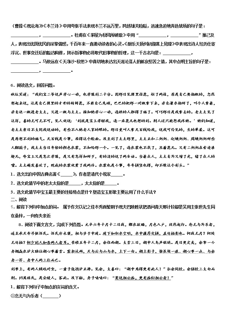 2022年四川省简阳市简城区重点名校中考语文适应性模拟试题含解析02