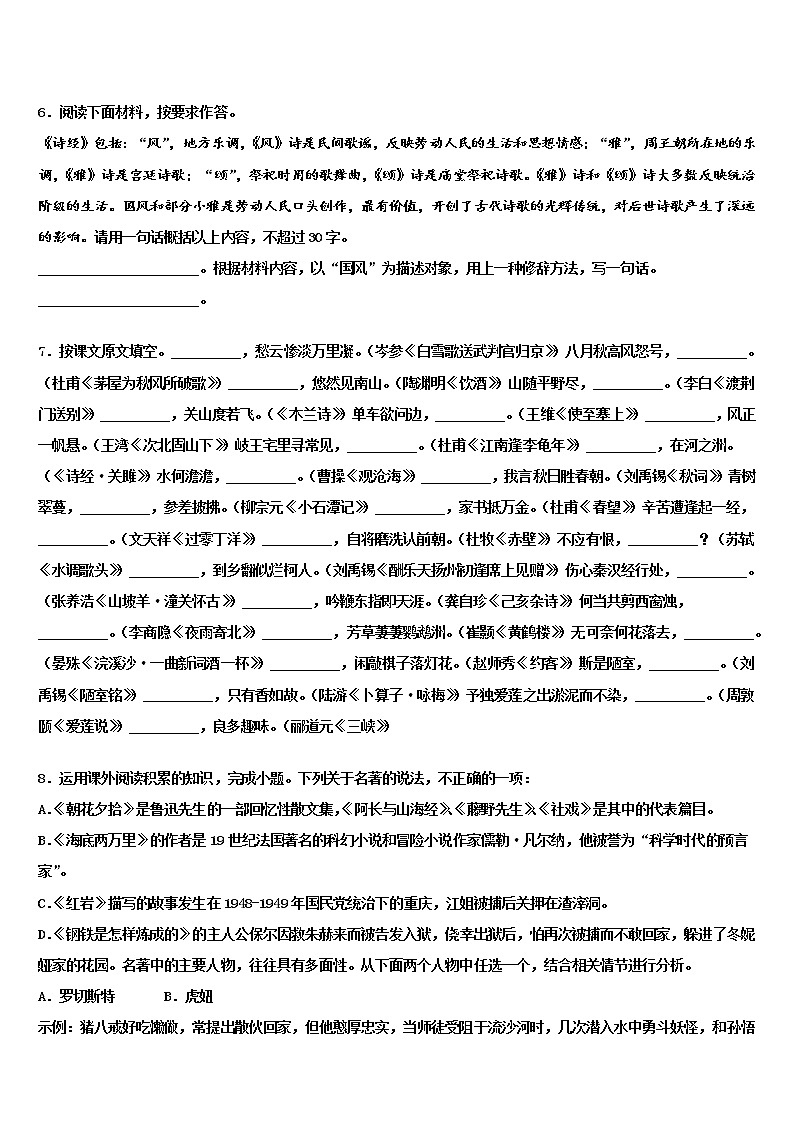 2022年江西省九江市重点名校中考联考语文试题含解析02