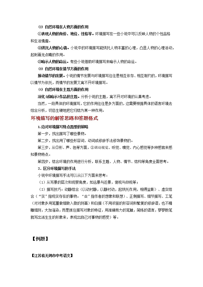 2022年中考语文二轮专题复习：小说三要素之环境类题型解析第2页