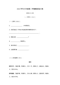 上海市中国中学2021-2022学年八年级下学期期中考试语文测试（无答案）