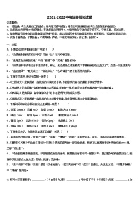 江苏省苏州市草桥实验中学2022年中考一模语文试题含解析