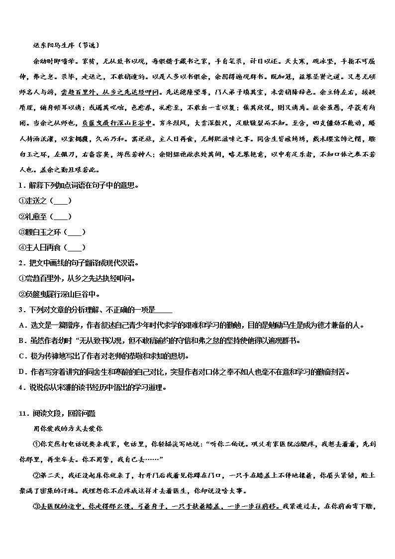 吉林省德惠市第三中学2022年中考冲刺卷语文试题含解析第3页