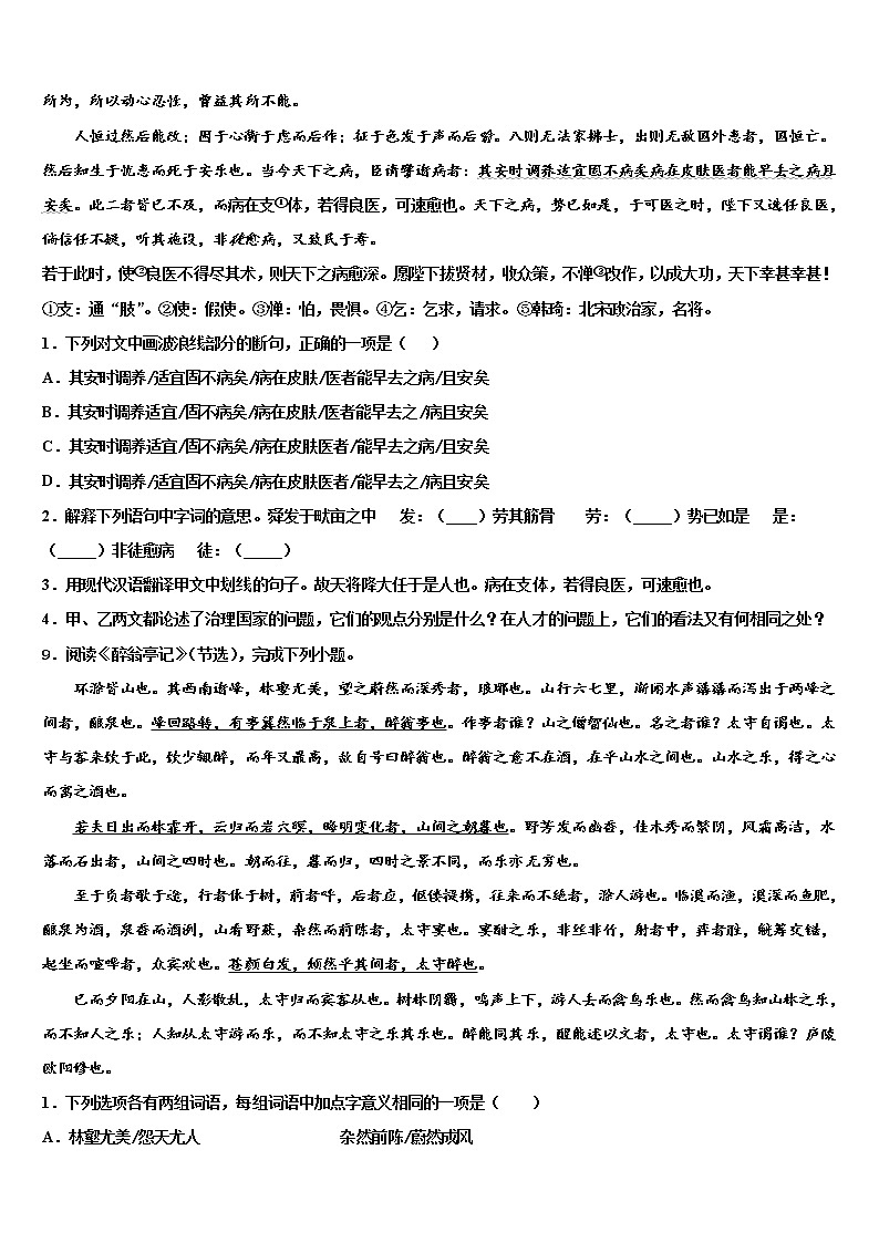 黑龙江省海伦市第四中学2021-2022学年十校联考最后语文试题含解析03