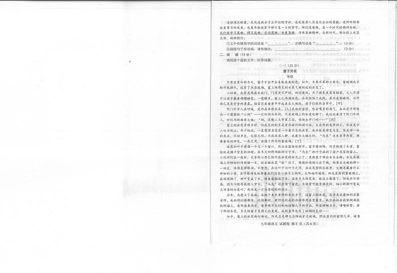 2022年安徽省合肥市包河区中考二模语文试卷（无答案）02