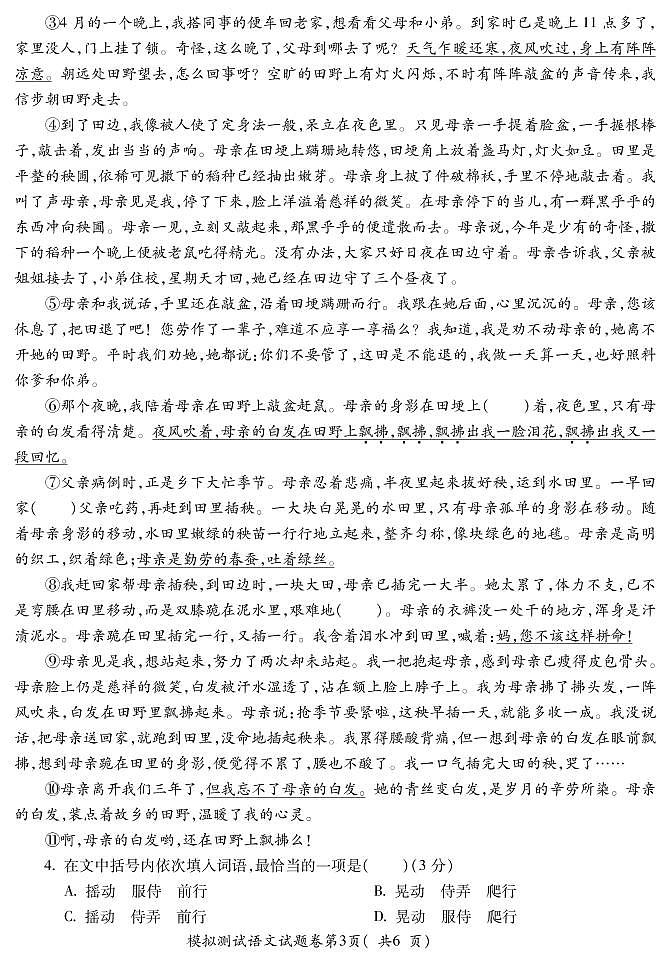 2022安徽省宣城市广德初三中考一模试卷-语文（含解析）03