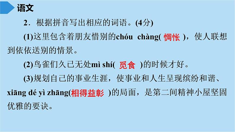 中考语文复习要点专项训练题课件（基础+课内文言文阅读题）04