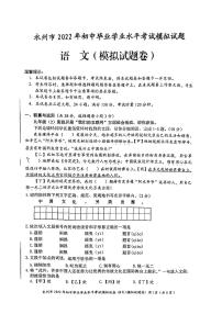 2022年湖南省永州市初中毕业学业水平考试模拟语文试题（无答案）
