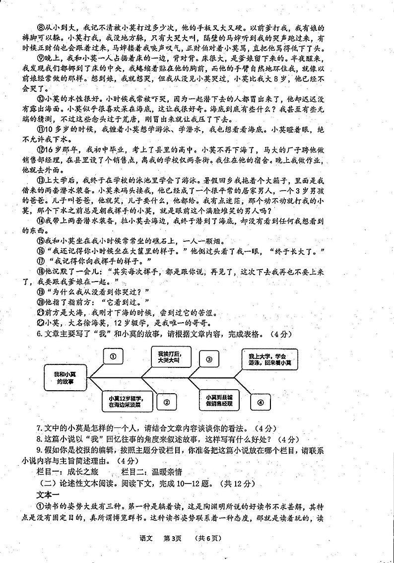 2022年河南省鹤壁市中考模拟测试语文试题（有答案）02