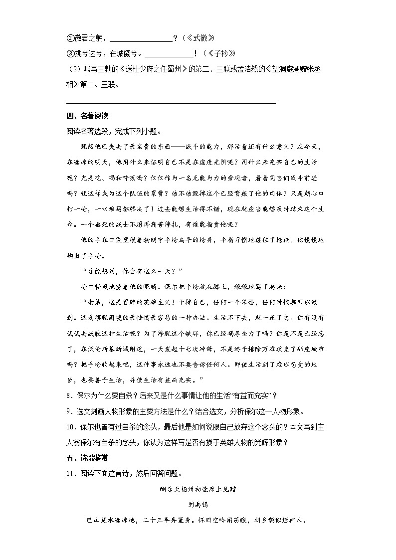 2022年四川省成都市中考语文练习试题（四）第3页