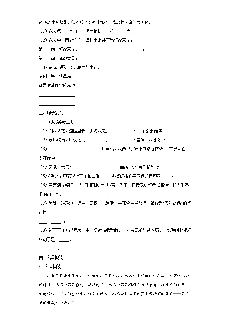 2022年四川省成都市中考语文练习试题（一）第2页