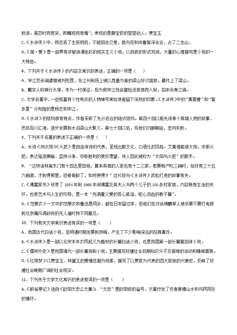 专题06：文学文化常识九年级语文上册期中专项复习（部编版）第3页