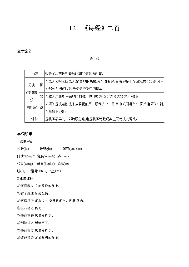 12.《诗经》二首第1页