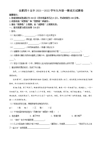 2022年安徽省合肥市庐阳区第四十五中学中考一模语文卷及答案