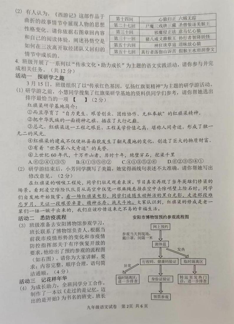 2022年河南省安阳市中考模拟考试一（一模）语文试题（无答案）02