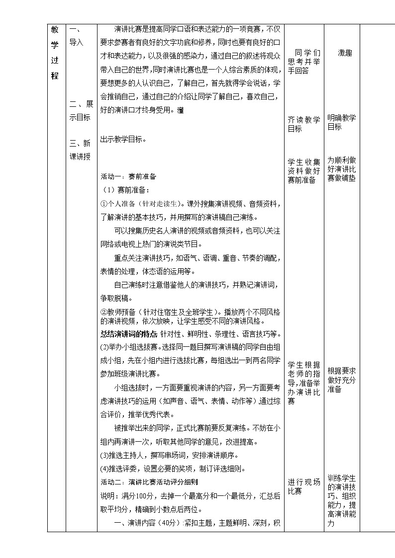 第四单元 任务三《举办演讲比赛》教案   2021-2022学年部编版八年级语文下册02