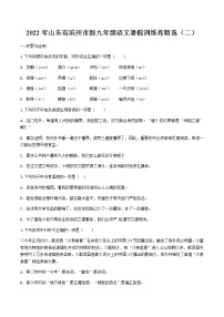 山东省滨州市2022年新九年级语文暑假训练卷精选（二）（含答案）