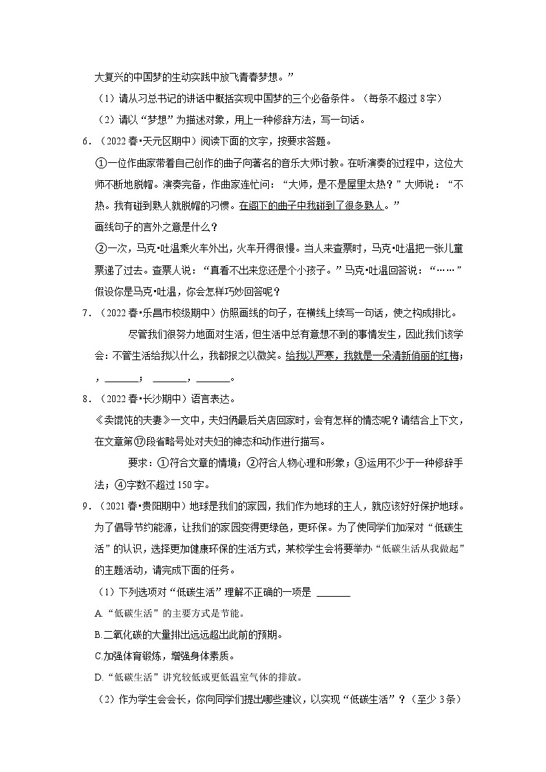 2022年中考语文复习试题----语言运用第2页