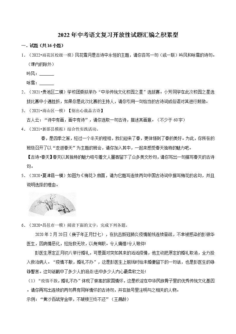 2022年中考语文复习试题----积累型01