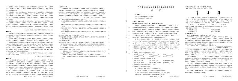 2022年四川省广元市苍溪县九年级学业水平考试模拟（一诊）语文试题（含答案）01