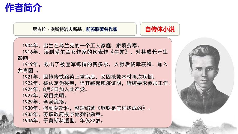 第六单元名著导读《钢铁是怎样炼成的》课件  部编版语文八年级下册03