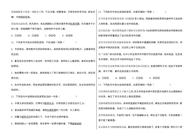 2022年中考语文复习冲刺：成语的正确使用训练（含答案）第3页