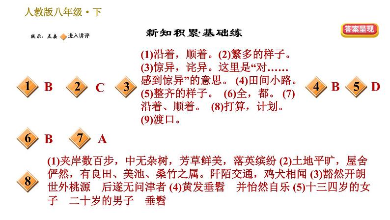 部编版八年级下册语文习题课件 9 桃花源记（35张PPT）02