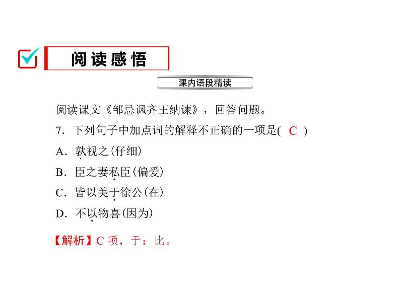 21.邹忌讽齐王纳谏习题课件（共19张PPT）第8页