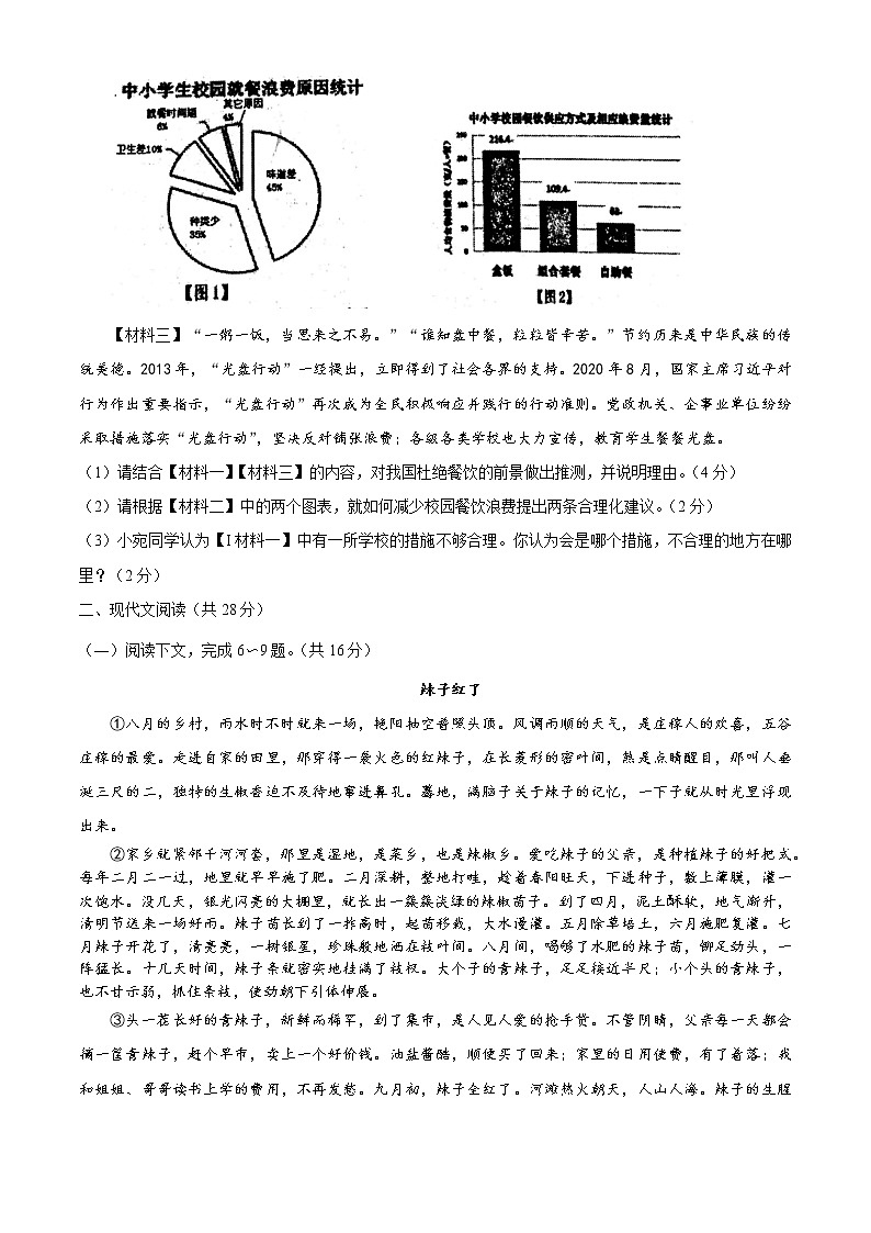 2021年河南省南阳市宛城区中考一模语文试题第3页