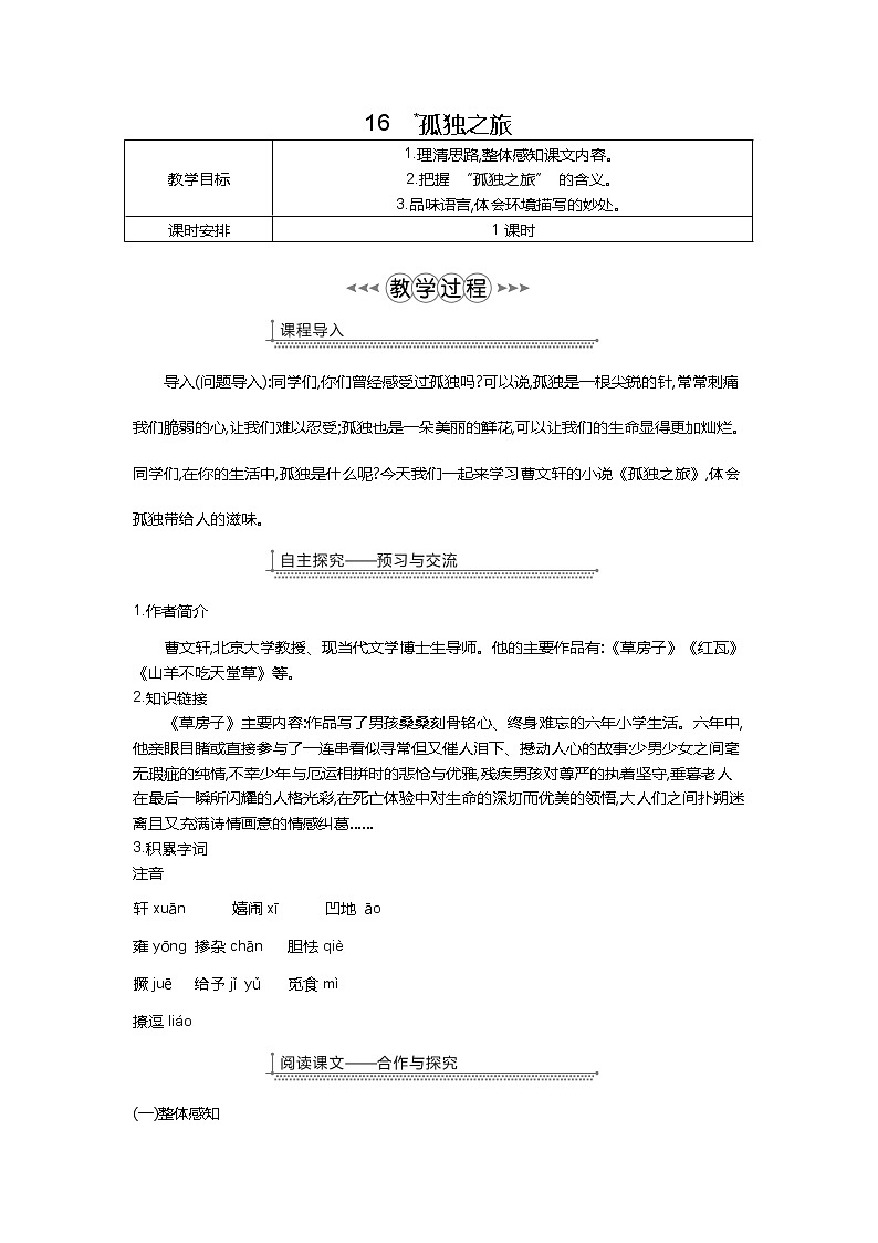 16_ 孤独之旅 教案第1页