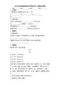 2022年山东省菏泽市巨野县中考一模语文试题(word版含答案)