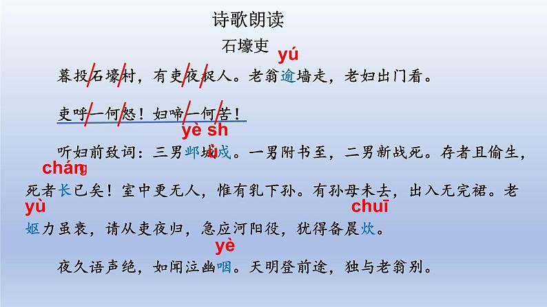 第24课《唐诗三首——石壕吏》课件（共33张PPT）2021—2022学年部编版语文八年级下册第6页