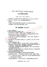 2022年山东省泰安市宁阳县九年级下学期期中一模语文卷及无答案（图片版）