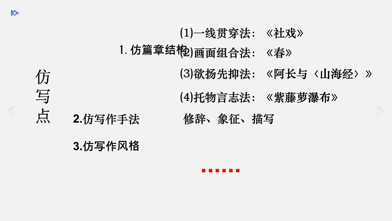 第一单元写作《学习仿写》课件（18张PPT）2021-2022学年部编版语文八年级下册第6页