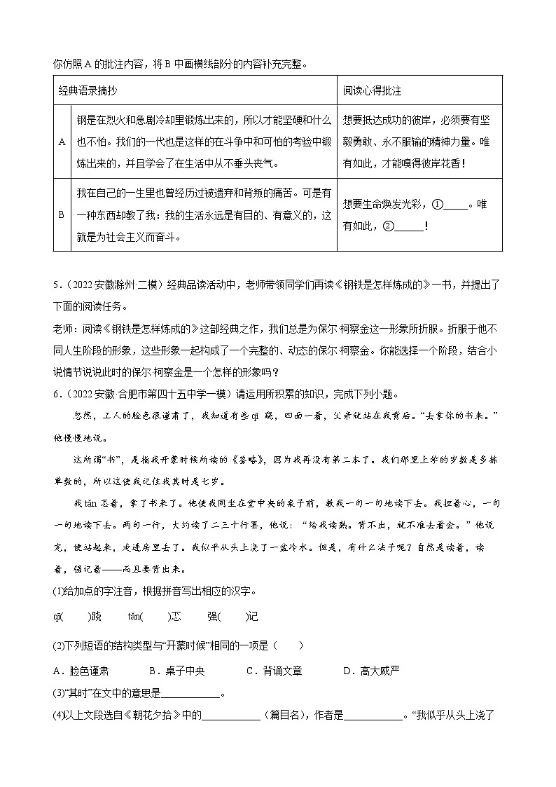 2022年安徽省各地语文中考模拟题分类汇编：诗歌鉴赏题第3页