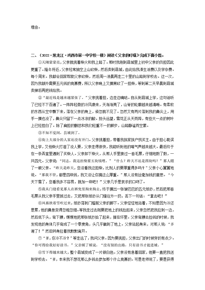 专题12    小说阅读（一）（原卷版）第3页