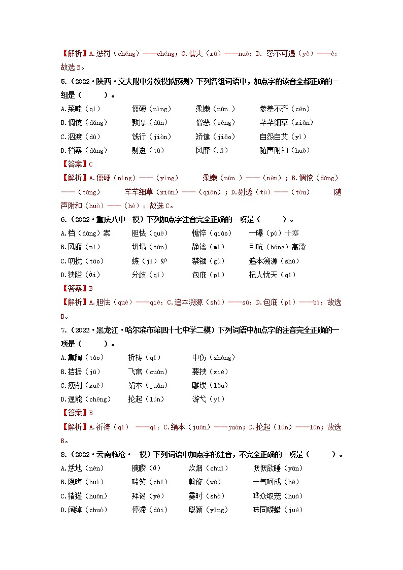 专题01   字音（解析版）第2页