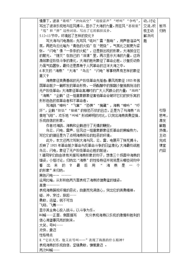 初中部编版九年级下册《海燕》语文教案03