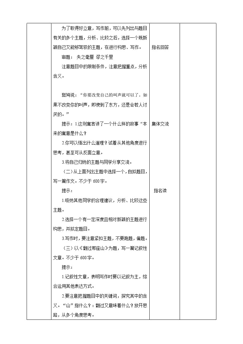 初中语文九年级下册第二单元写作《审题立意》语文教学设计第3页