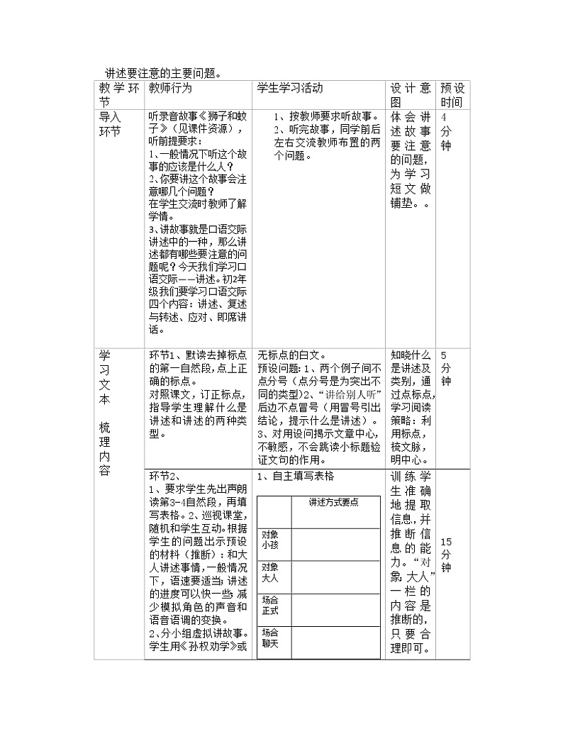 初中语文八年级上《口语交际：讲述》精品教案第2页